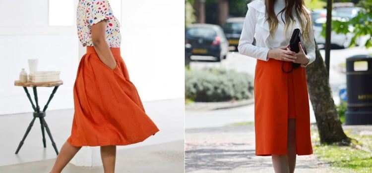 what to wear with a orange skirt